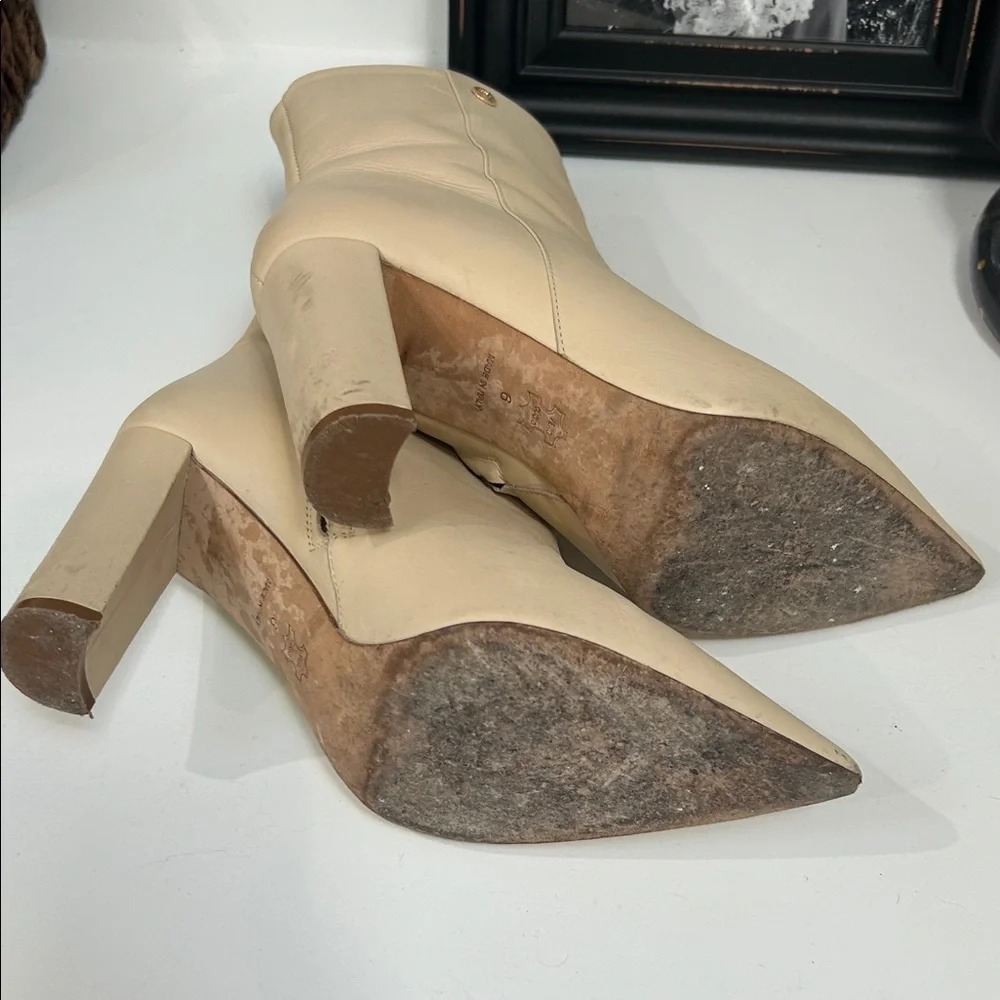 Tory Burch Cream Heeled Boots - Picture 5 of 6